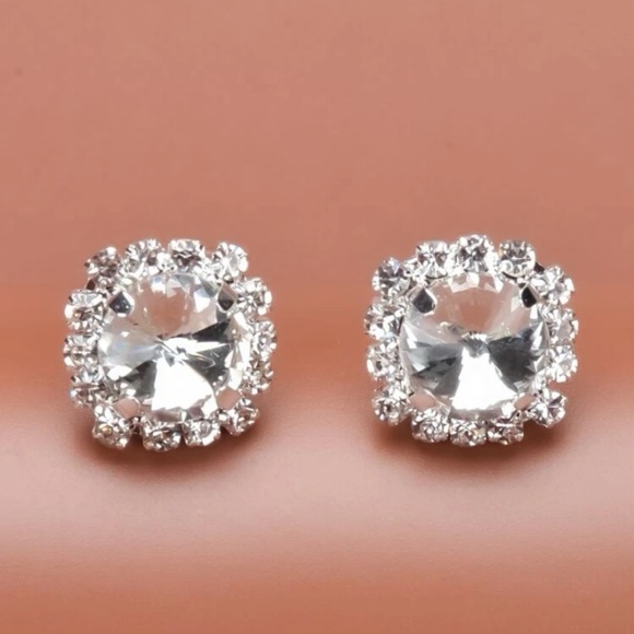 Rhinestone Stud Earrings - Picture 7 of 7